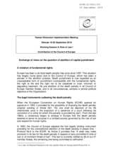 Contribution of the Council of Europe for Working Session 8: Exchange of views on the question of abolition of capital punishment