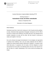 Humanitarian issues and other commitments. Delegation of the Swiss Delegation