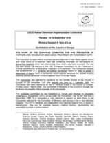 Contribution of the Council of Europe to the Working Session 9: The Work of the European Committee for the Prevention of Torture and Inhuman or Degrading Treatment or Punishment (CPT)