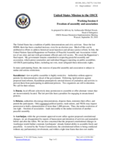 Statement as prepared for delivery by Ambassador Michael Kozak, Head of Delegation