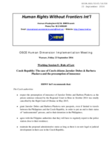 Czech Republic: The case of Czech citizens Jaroslav Dobes & Barbora Plaskova and the presumption of innocence