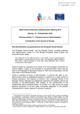 Contribution of the Council of Europe to the Working session 11: Tolerance and non-discrimination