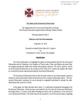 The Status of the Ecumenical Patriarchate - Tolerance and Non Discrimination