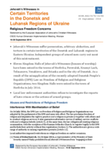 Jehovah&rsquo;s Witnesses in Certain Territories in the Donetsk and Luhansk Regions of Ukraine