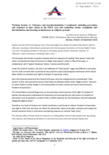 Submission and Recommendations for Working Session 11