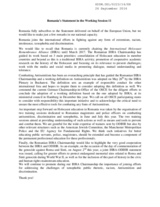 Romania's statement in the working session 11