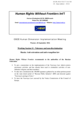 Russia: Anti-extremism and anti-evangelism law