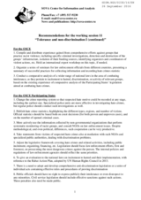 Recommendations for Working Session 11