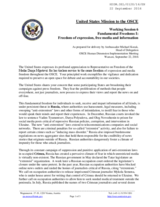 Statement as prepared for delivery by Ambassador Michael Kozak, Head of Delegation