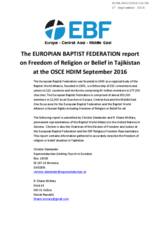 Report on Freedom of Religion or Belief in Tajikistan
