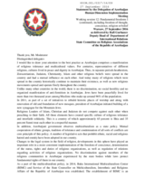 Azerbaijan's policy on multiculturalism and tolerance