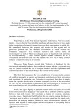 Statement by the Holy See for the Working Session 14