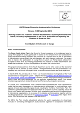Contribution of the Council of Europe for Working session 15: Tolerance and non-discrimination, including Roma and Sinti issues