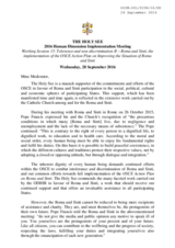 Statement by the Holy See for the Working Session 15