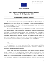 Statement delivered on behalf of the European Union in the Opening Session