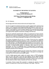 Statement by the Republic of Slovenia for the Working Session 14