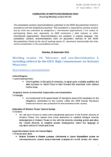 Compilation of written recommendations covering working sessions 10-11