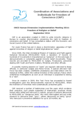 Statement by the Coordination of Associations and Individuals for Freedom of Conscience (CAP)