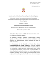 Remarks by Ms. Milana Lazic, National Coordination Body for Gender Equality