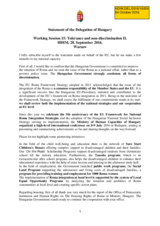 Statement of the Delegation of Hungary for Working Session 15