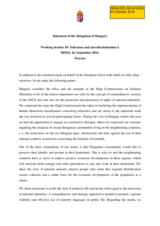 Statement of the Delegation of Hungary Working Session 10