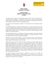 Right of Reply by the Delegation of Hungary, Opening Plenary