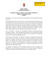 Right of Reply by the Delegation of Hungary for Working Session 11