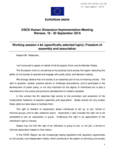 Statement by the European Union for Working Sessions 4