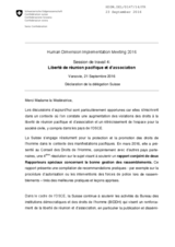 Statement by the Delegation of Switzerland. Freedom of Assembly and Association