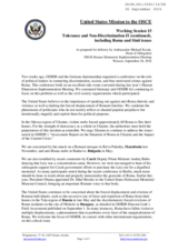 Statement by the United States of America for Working Session 15