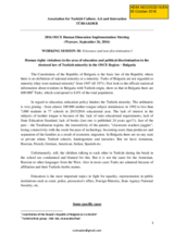 Human rights violations in the area of education and political discrimination in the electoral law of Turkish minority in the OSCE Region &ndash; Bulgaria