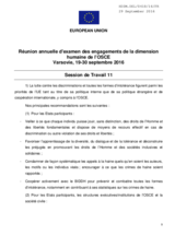 Statement by the European Union for the Working Session 11