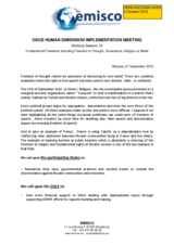 EMISCO's recommendations for Working Session 12