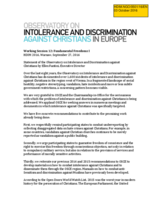 Statement and recommendations by Observatory on Intolerance and Discrimination Against Christians in Europe for Working Session 12