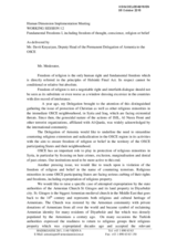 Statement of Armenia on freedom of religion and belief