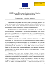 Statement by the European Union for Closing Reinforced Plenary Session