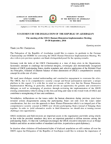 Statement by Azerbaijan for the Opening Plenary Session