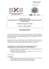 Recommendations issued at the outcome of the Civil Society Preparatory Meeting of the 2007 Mediterranean Seminar (as presented by the Citizen's Accord Forum between Jews and Arabs in Isreal and the OSCE Office for Democratic Insitutions and Human Rights)
