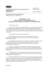 Decision No.3/16, OSCE's Role in the Governance of Large Movements of Migrants and Refugees Decision No.3/16, OSCE's Role in the Governance of Large Movements of Migrants and Refugees
